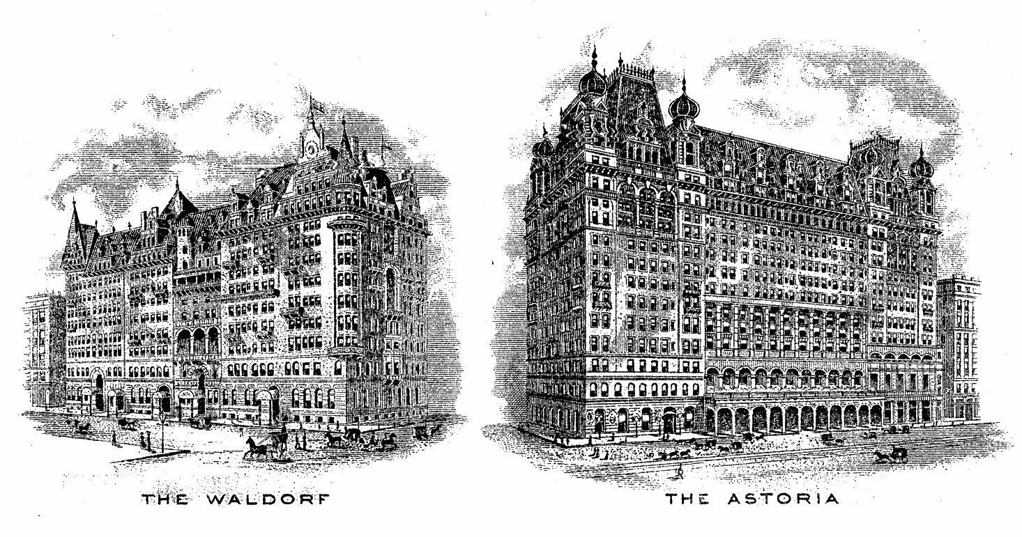 the waldorf and the astoria hotels new york city c1915